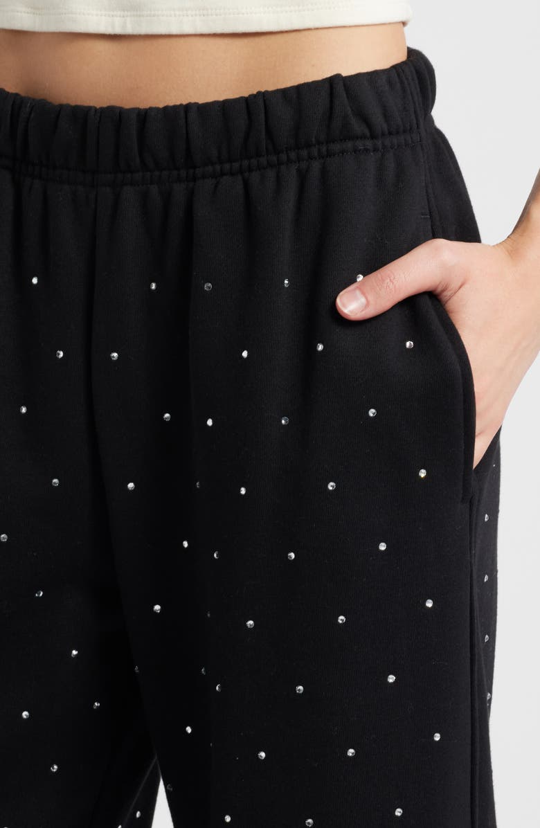 Good American Crystal Wide Leg Sweatpants, Alternate, color, Black001
