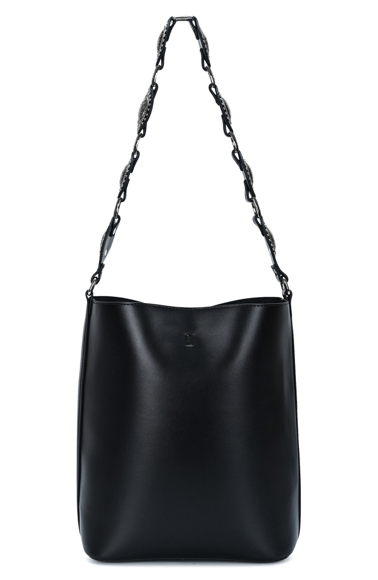 Western Studded Strap Faux Leather Shoulder Bag, Main, color, BLACK