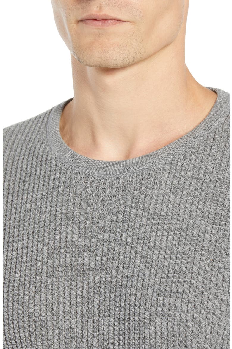 Regular Fit Waffle Crewneck Pullover, Alternate, color, GREY