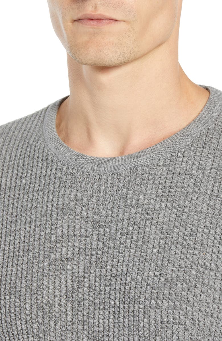 Billy Reid Regular Fit Waffle Crewneck Pullover, Alternate, color, Grey