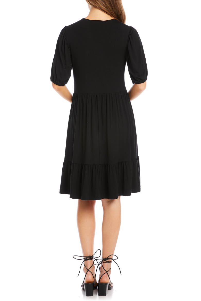 Tiered Puff Sleeve Dress, Alternate, color, BLACK