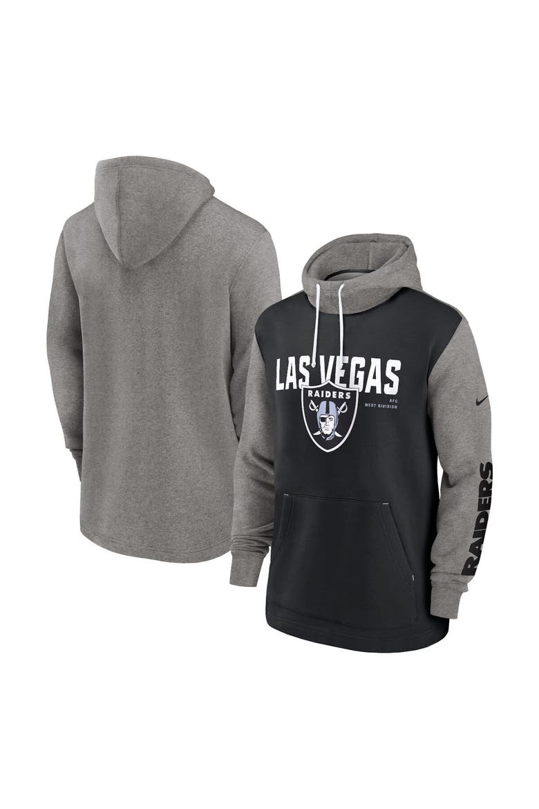 Men's Nike Black Las Vegas Raiders Fashion Color Block Pullover Hoodie, Main, color, Black