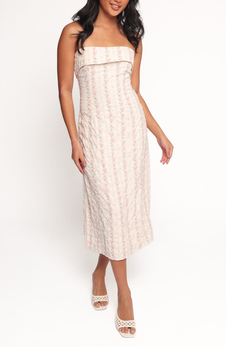 Petal & Pup Norma Strapless Midi Dress, Main, color, Pink Floral