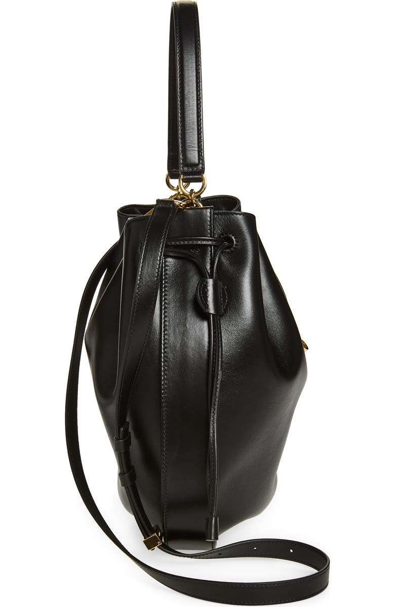 FERRAGAMO Hug Leather Bucket Bag, Alternate, color, Nero