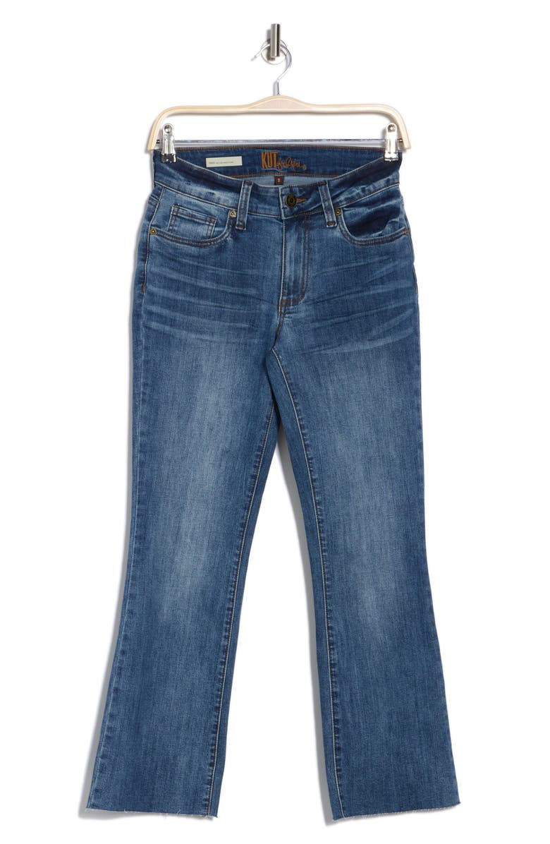 KUT from the Kloth Nikki Raw Hem Low Rise Kick Flare Jeans, Alternate, color, Witch Hazel