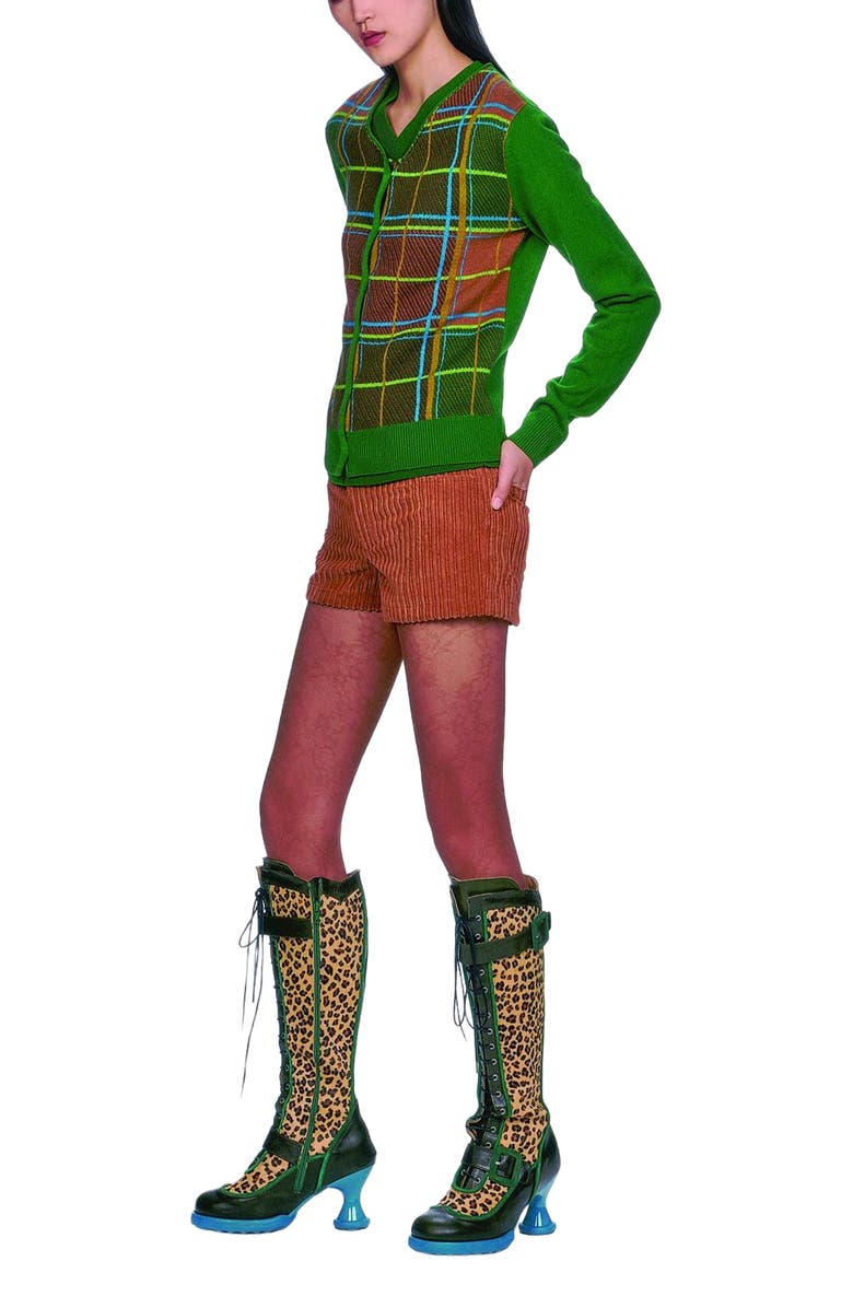 Anna Sui Fair Isle Cardigan, Alternate, color, Teal Multi