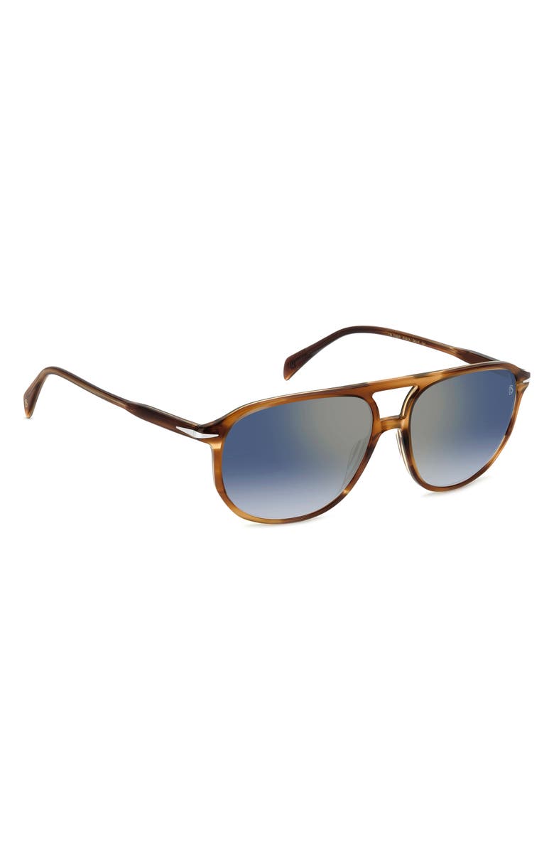 David Beckham Eyewear 58mm Avaitor Sunglasses, Alternate, color, Brown Horn/ Black Sp Ar