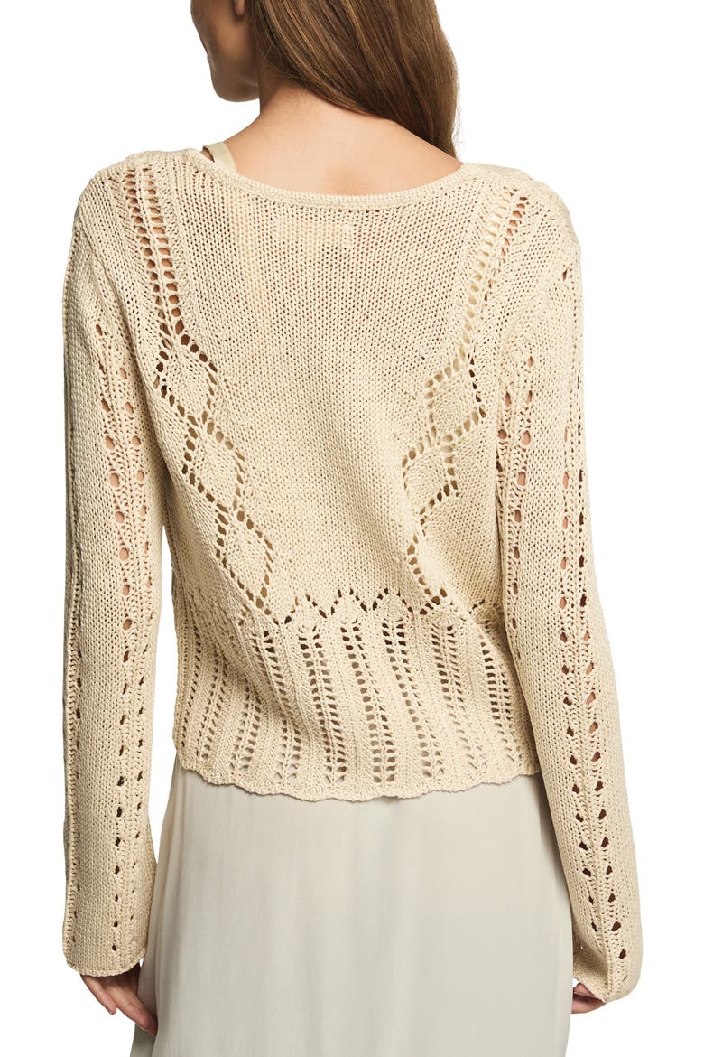 Pointelle Crop Cardigan, Alternate, color, TURTLEDOVE