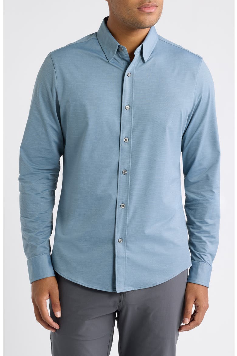 Commuter Slim Fit Button-Up Shirt, Main, color, SHADOW BLUE OXFORD
