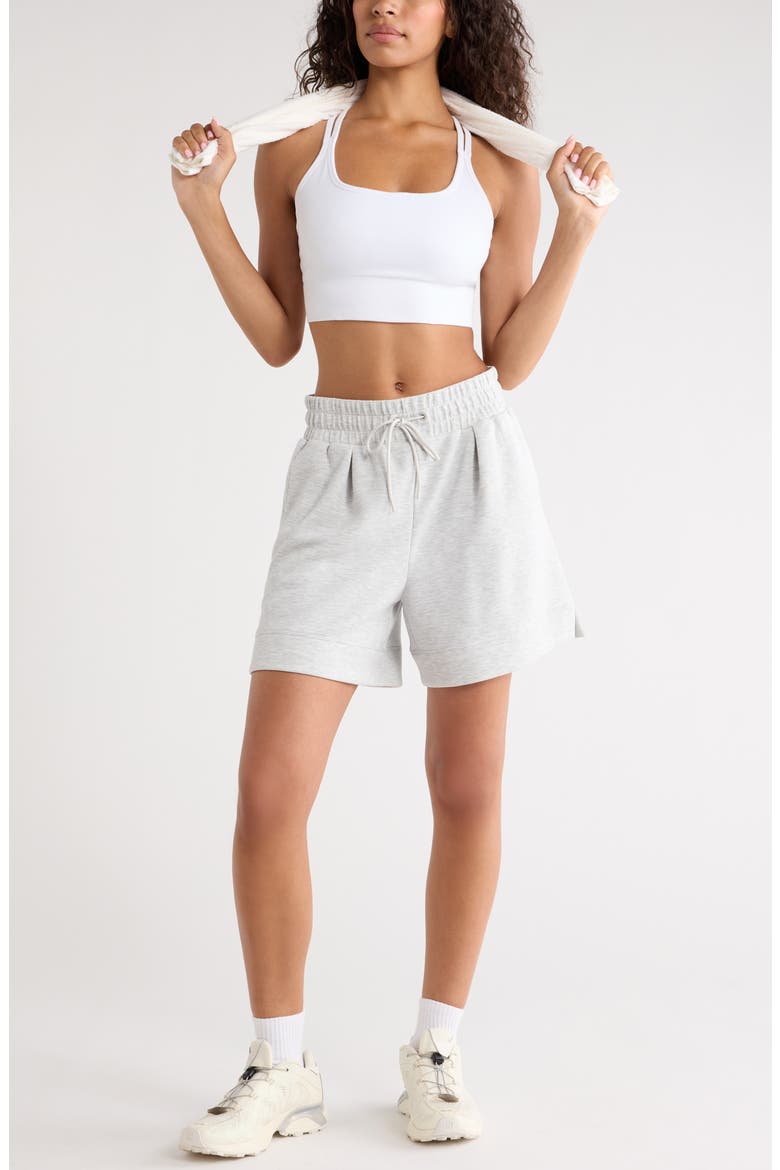 Soft Luxe High Waist Knit Shorts, Alternate, color, GREY LIGHT HEATHER