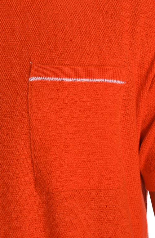 Studio Garnet Los Angeles Textured Short Sleeve Cotton Sweater In Tangelo