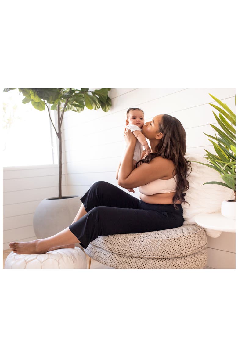 Maternity/Postpartum Crop Lounge Pants, Alternate, color, BLACK