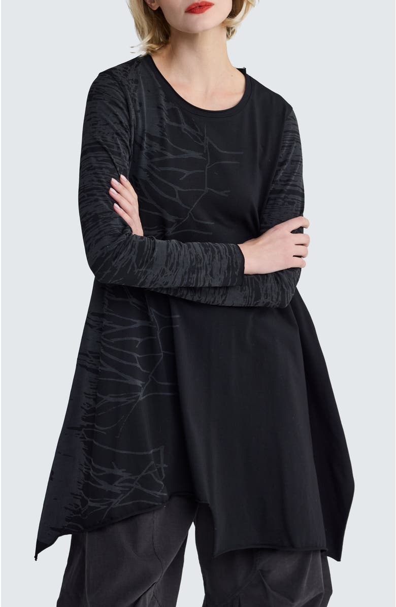 LUUKAA Melantha Abstract Burnout Tunic, Alternate, color, Ink Black
