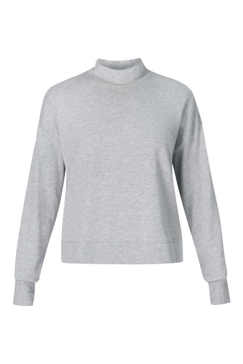 After Class Cotton Turtleneck Crop Sweatshirt, Alternate, color, LIGHT GREY MARL
