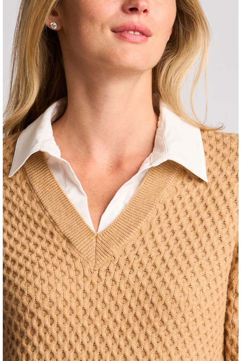 Honeycomb Stitch Twofer Top, Alternate, color, TOASTED SAND
