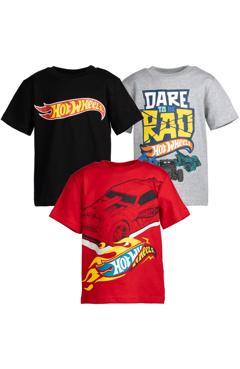 Hot Wheels 3-Pack Short Sleeve Tees, Main, color, Red Grey Black