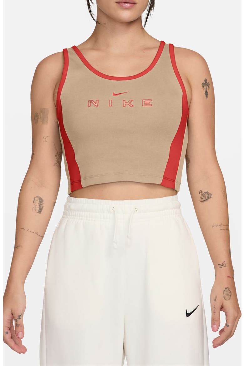 Sportswear Street GX Graphic Crop Tank, Main, color, LINEN/ LT CRIMSON