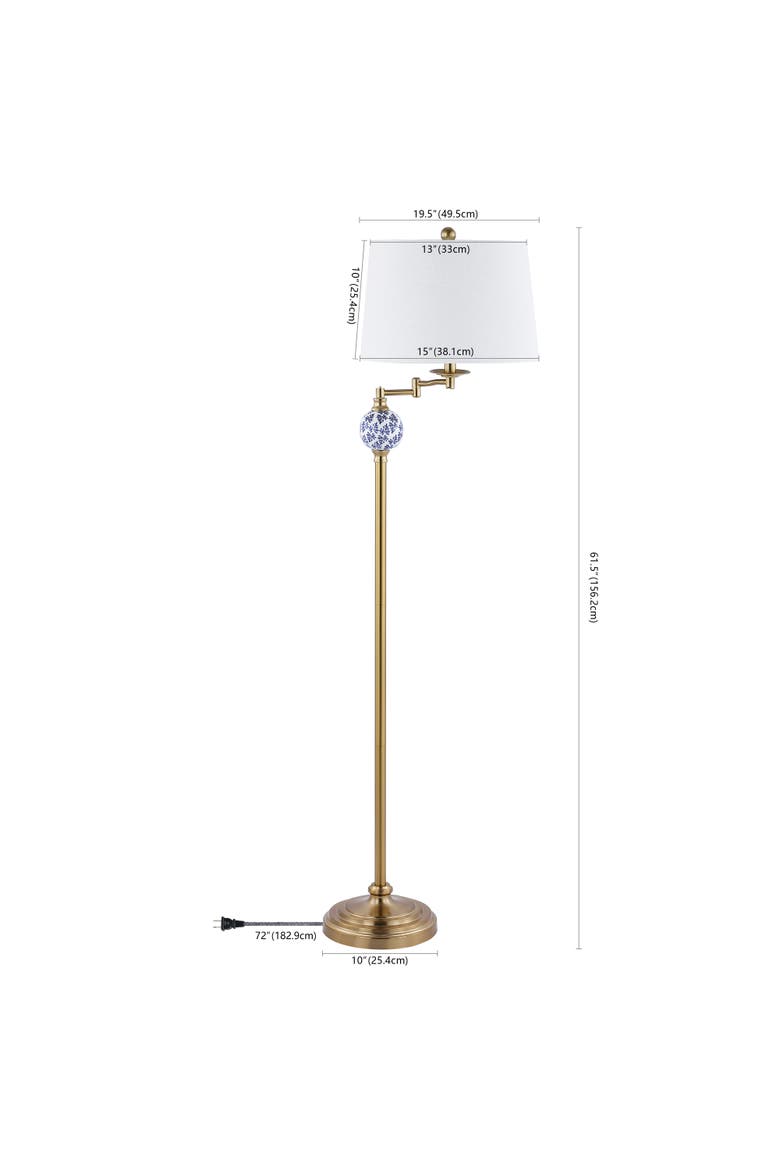 Aveiro Classic Midcentury Iron LED Floor Lamp, Alternate, color, Brass Gold/Blue
