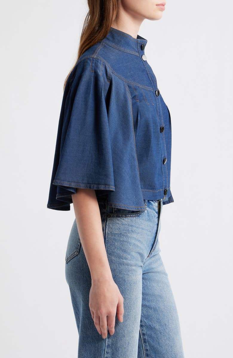 CIEBON Biffy Cape Denim Jacket, Alternate, color, Denim Blue