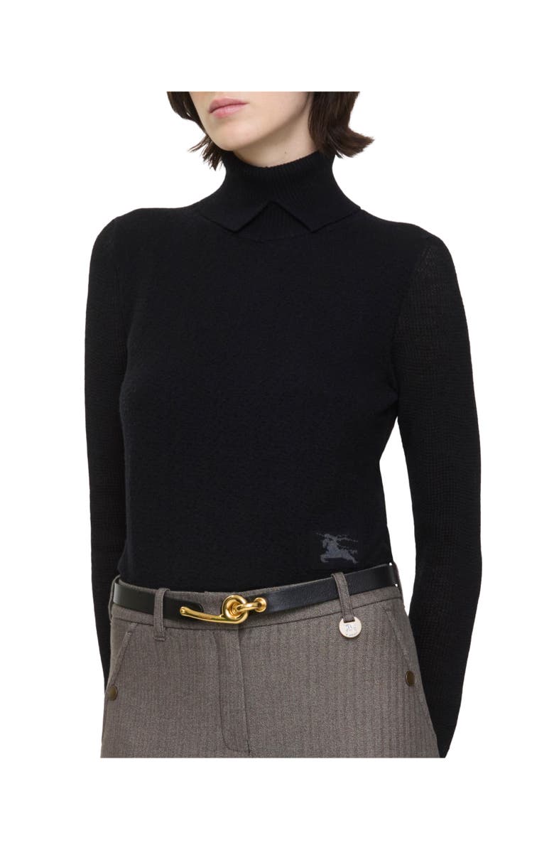 Burberry Thin Leather Bridle Belt, Alternate, color, Black