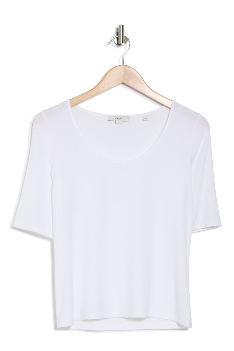Scoop Neck Elbow Sleeve T-Shirt, Alternate, color, OFF WHITE