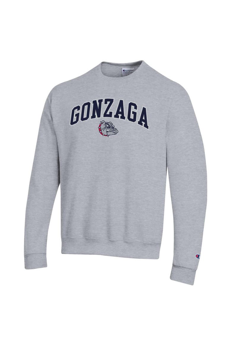 Men's Champion  Heather Gray Gonzaga Bulldogs Arch Over Logo Pullover Sweatshirt, Alternate, color, Heather Gray