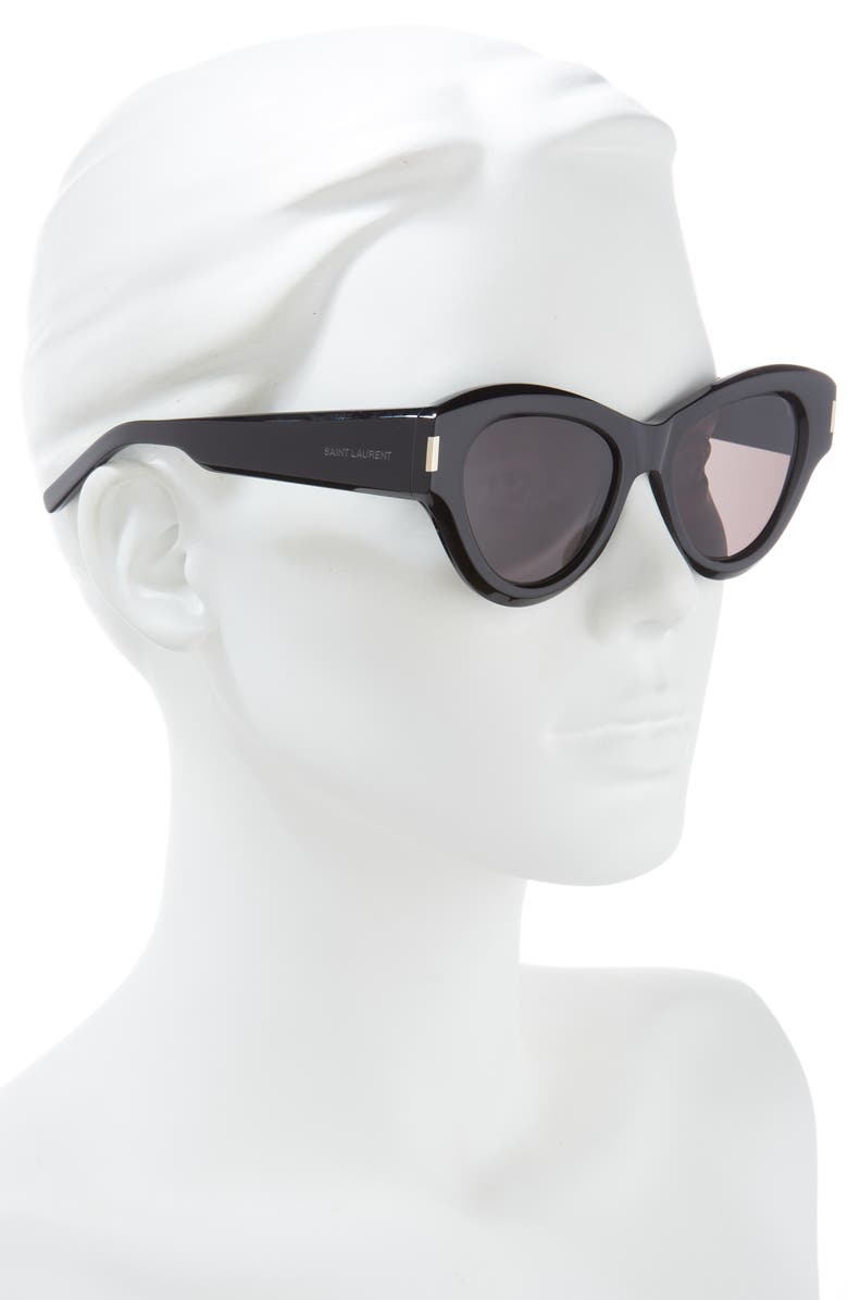Saint Laurent 51mm Cat Eye Sunglasses, Alternate, color, Black Black Black