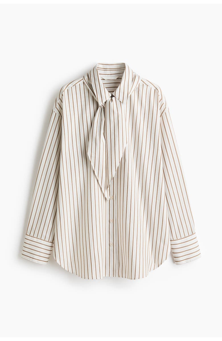 H&M Shirt With Scarf, Main, color, White/Striped