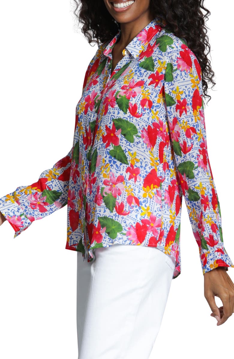 APNY Floral Print Woven Shirt, Alternate, color, Pink Multi