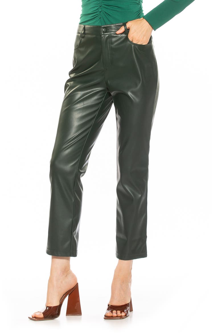 Mila Faux Leather Pants, Alternate, color, EMERALD