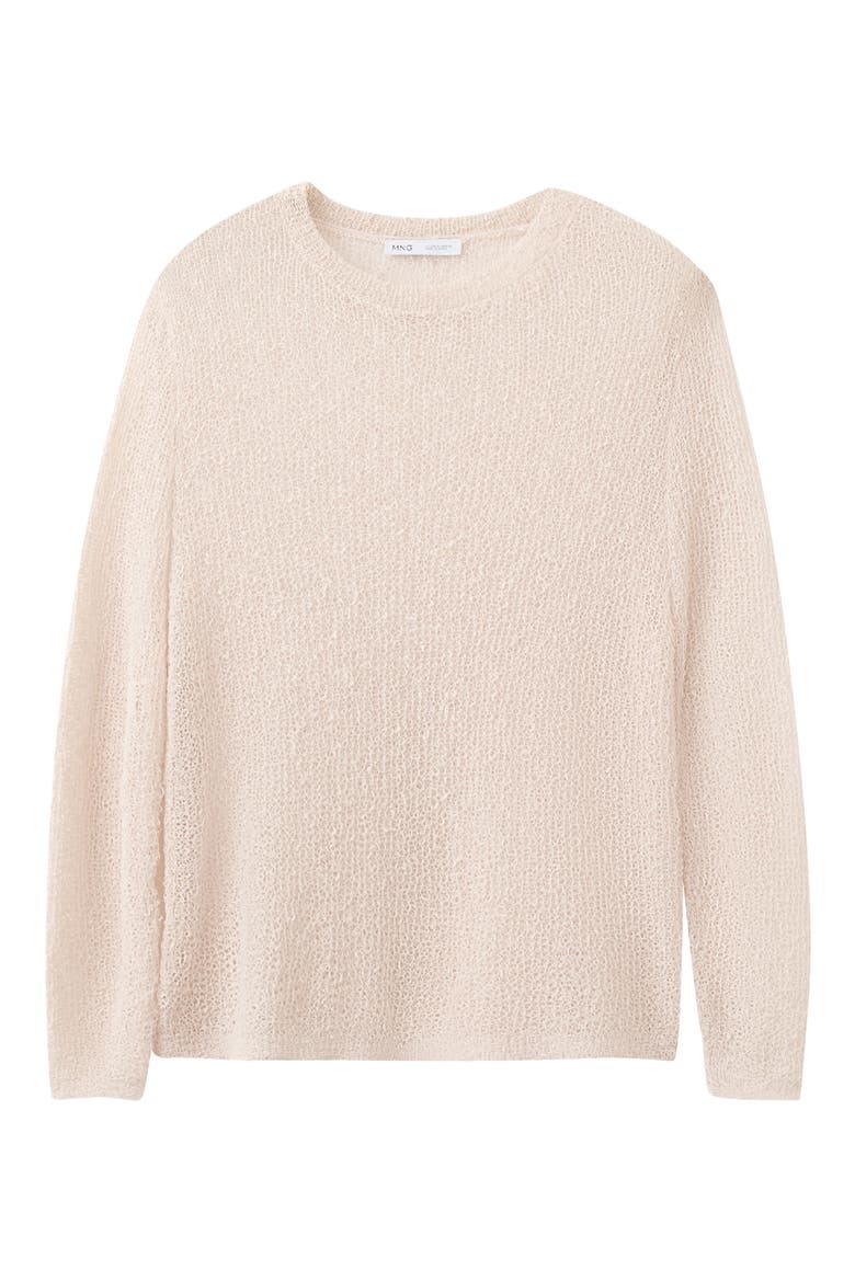 Sheer Open Knit Long Sleeve Sweater, Main, color, ECRU