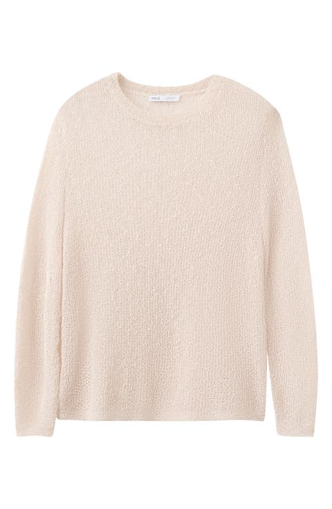 Sheer Open Knit Long Sleeve Sweater