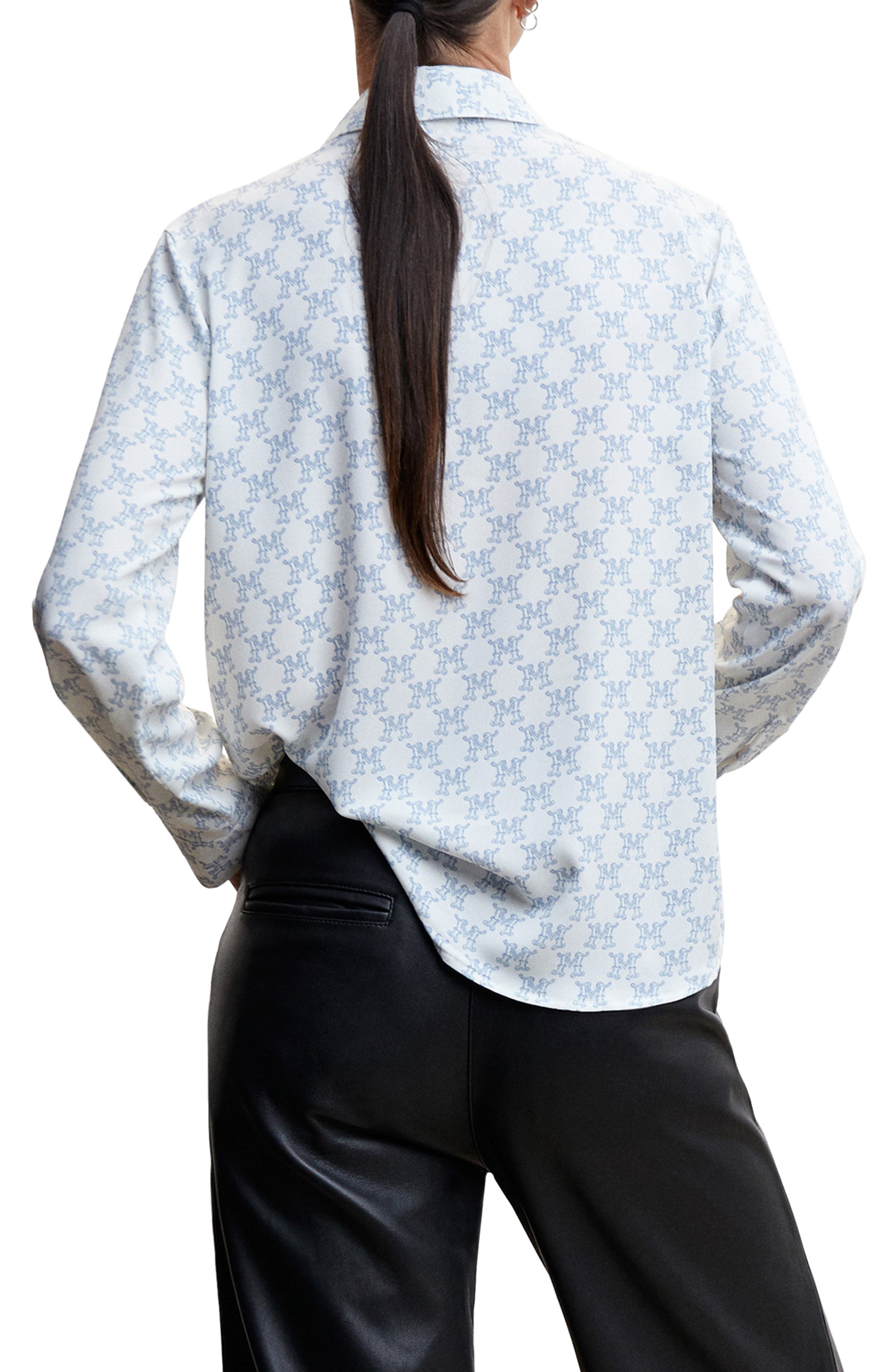 MANGO Monogram Long Sleeve Button-Up Shirt (Women) | Nordstrom