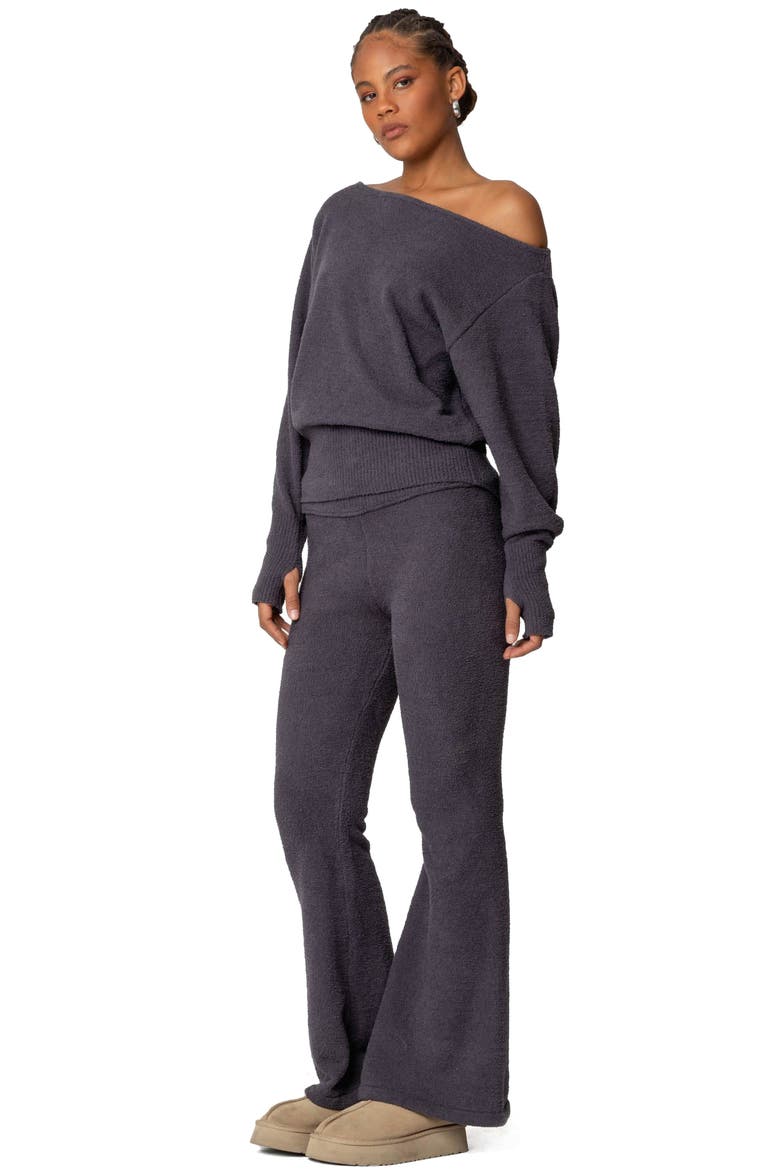 Plush Flare Leg Pants, Alternate, color, DARK GRAY