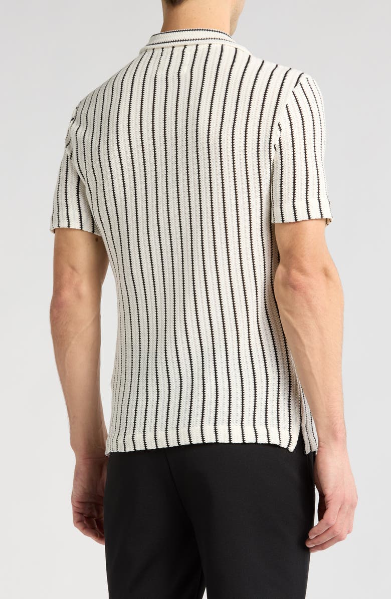 DENIM AND FLOWER Stripe Textured Short Sleeve Camp Shirt, Alternate, color, White