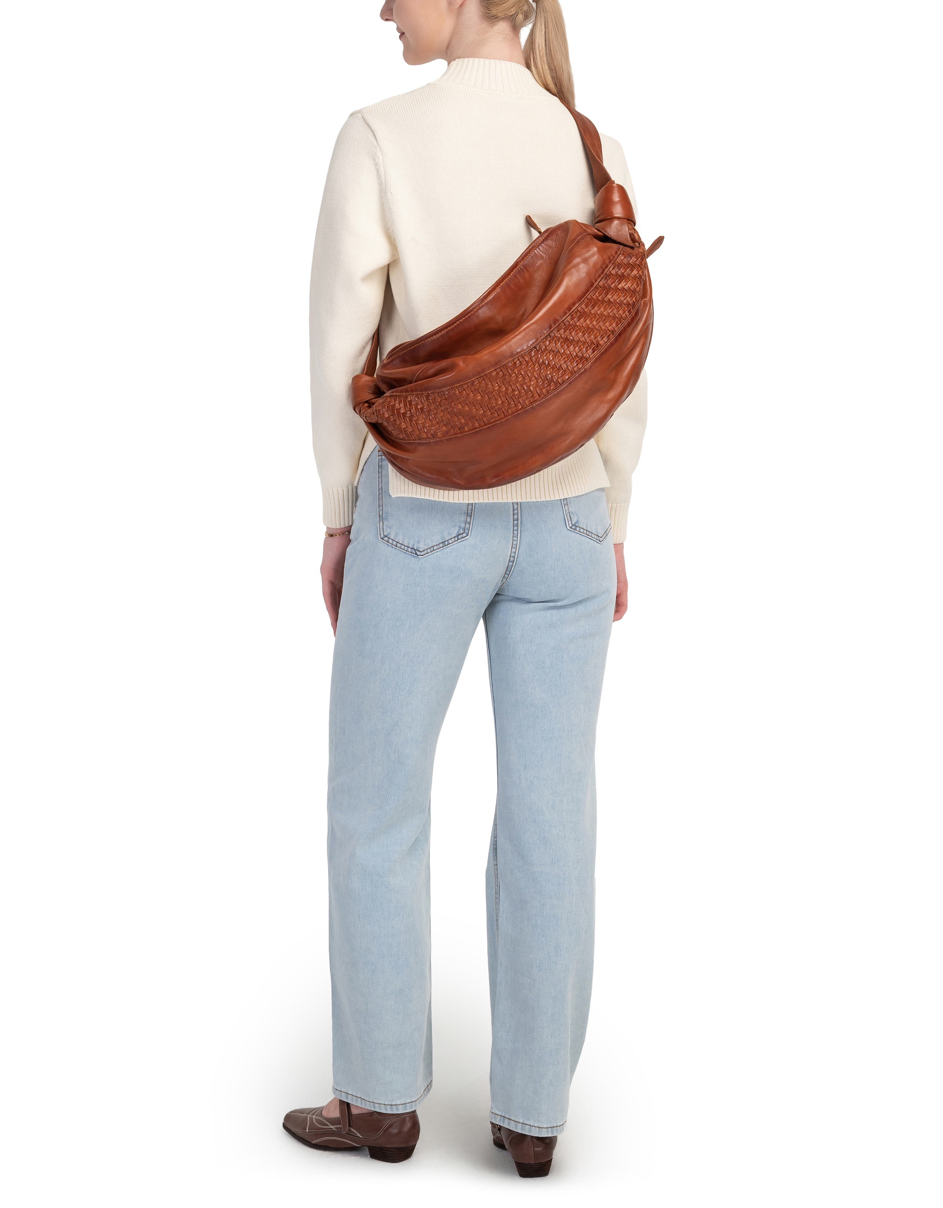 Lily Oversized Handwoven Convertible Leather Sling Bag, Alternate, color, Cognac