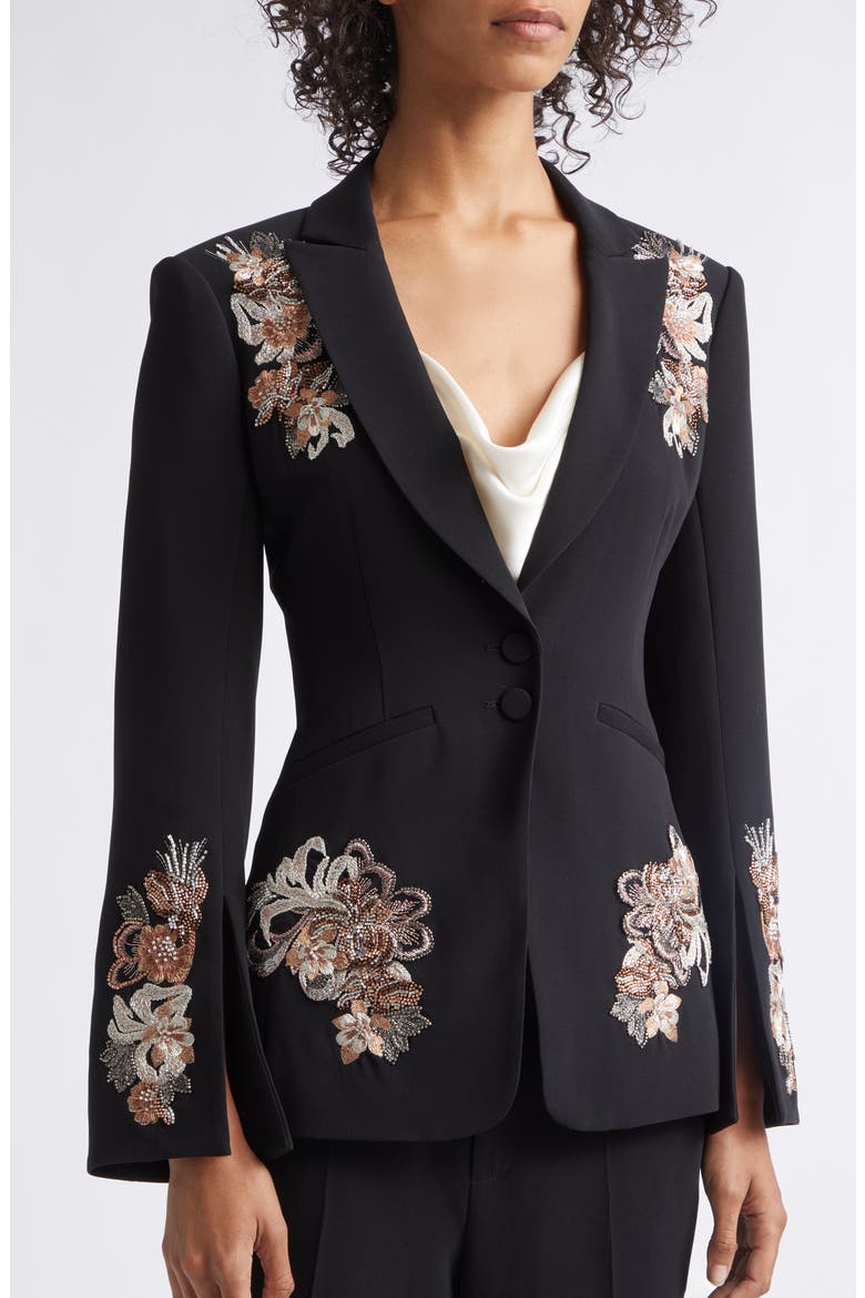 Isby Beaded Floral Jacket, Alternate, color, BLACK/ NEUTRAL MULTI