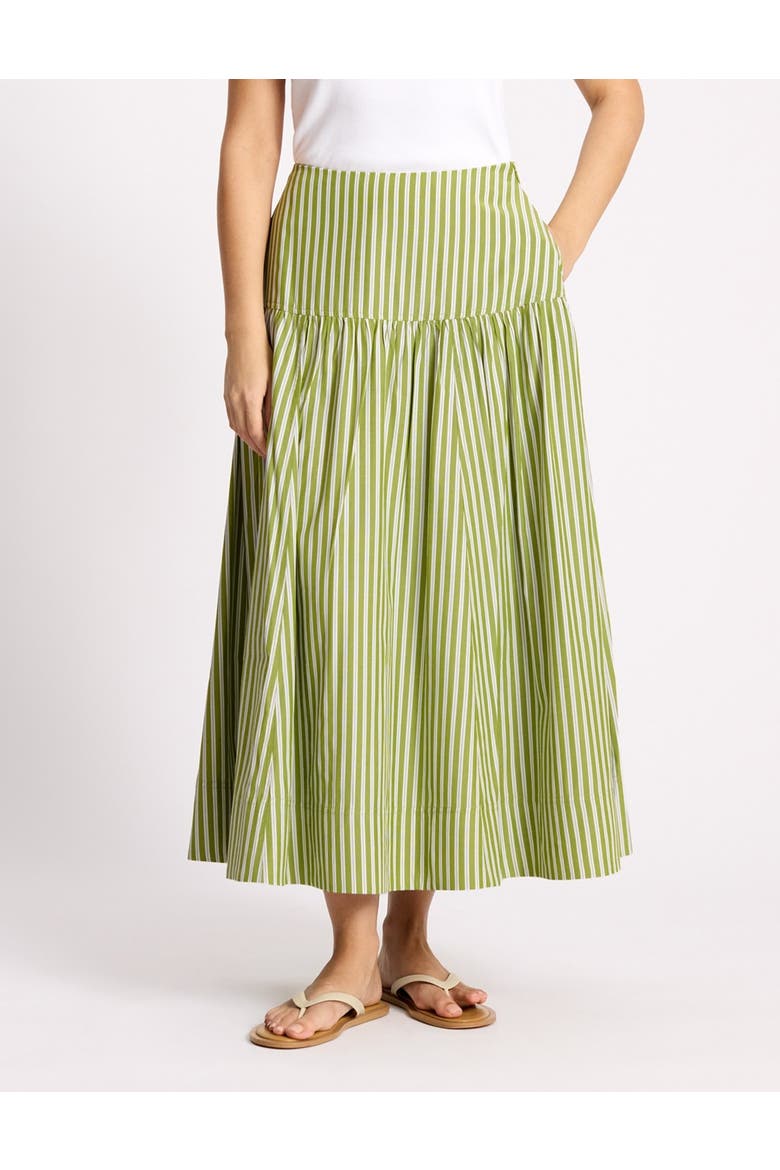 Stripe Drop Waist A-Line Skirt, Main, color, Green
