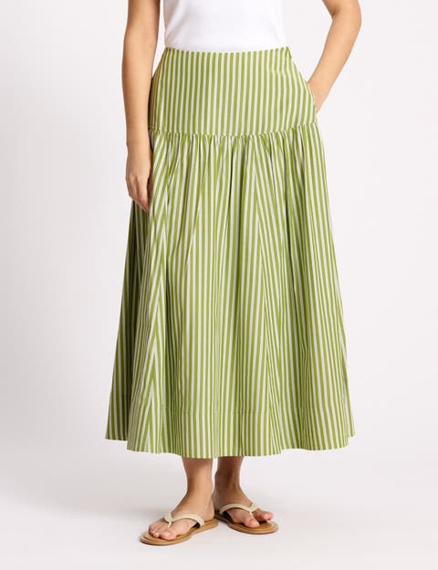 Stripe Drop Waist A-Line Skirt