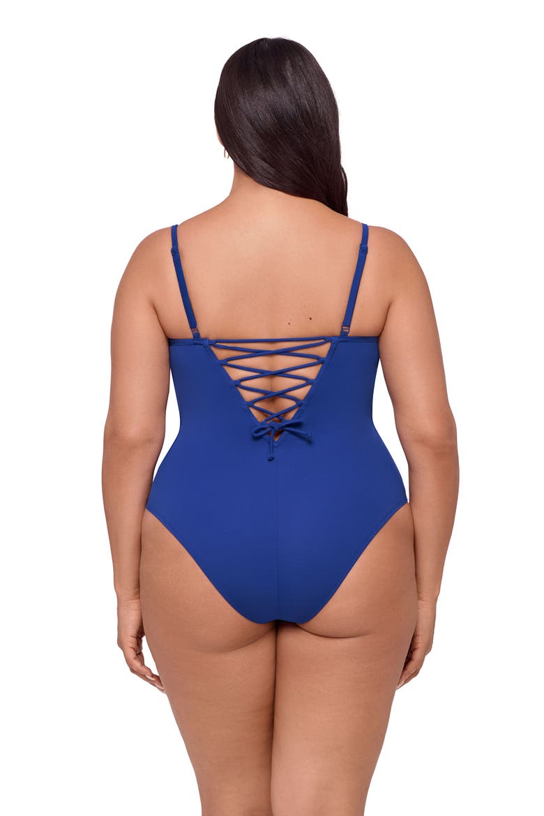Supportive and Sculpting Corset Underwire One-Piece Swimsuit, Alternate, color, Indigo