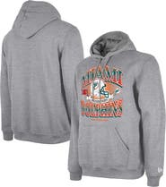 New Era Men's New Era Heather Gray Miami Dolphins Retro Pullover Hoodie