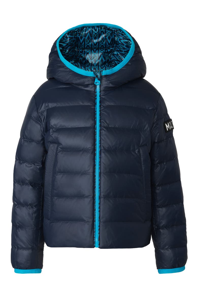 Kids' Amiri Monogram Print Puffer Jacket, Main, color, AQUA-MARINE BLUE