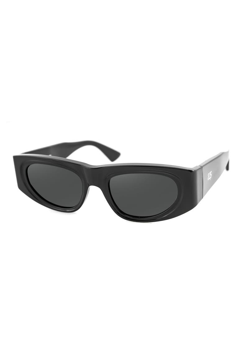 Valentina 55mm Polarized Oval Sunglasses, Alternate, color, BLACK
