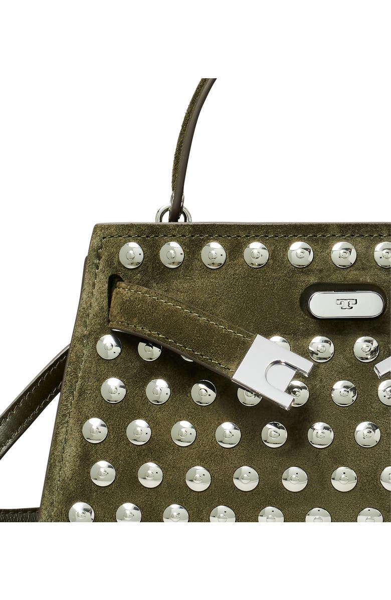 Tory Burch Petite Lee Radziwill Studded Suede Double Bag, Alternate, color, Dark Green