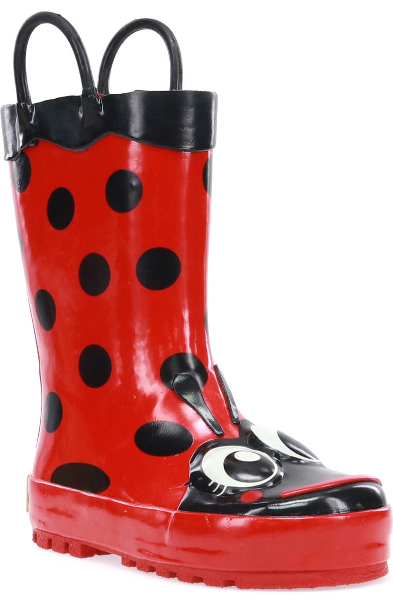 Western Chief Ladybug Waterproof Rain Boot, Main, color, Red