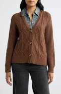 CITY BLUES Denim Trim Cable Stitch Cardigan