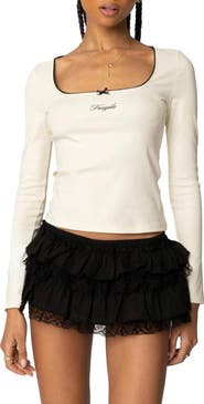 EDIKTED Fragile Square Neck Top