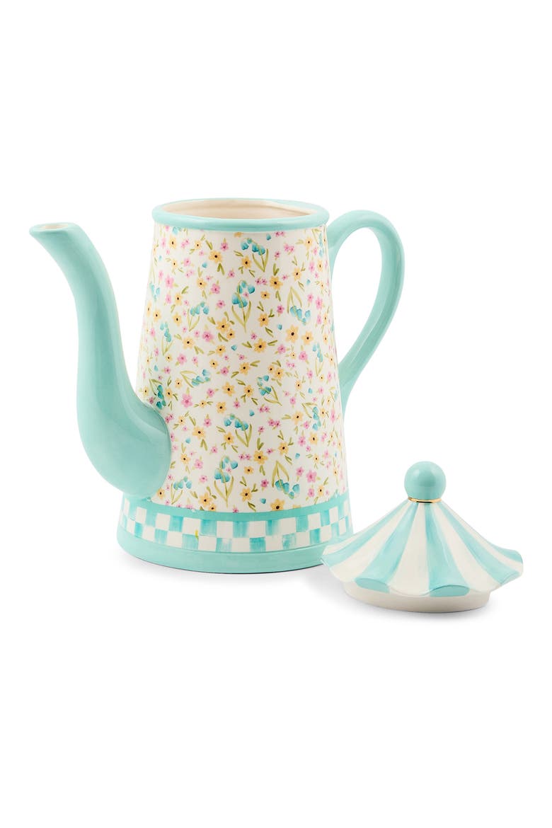 Posie Patch Ceramic Teapot, Alternate, color, TEAL