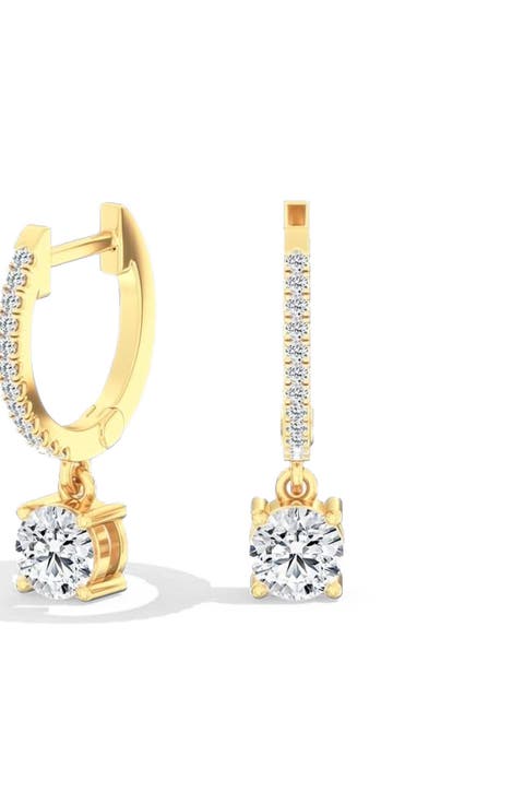 Round Droplet Hoop Lab Diamond in 14K Gold