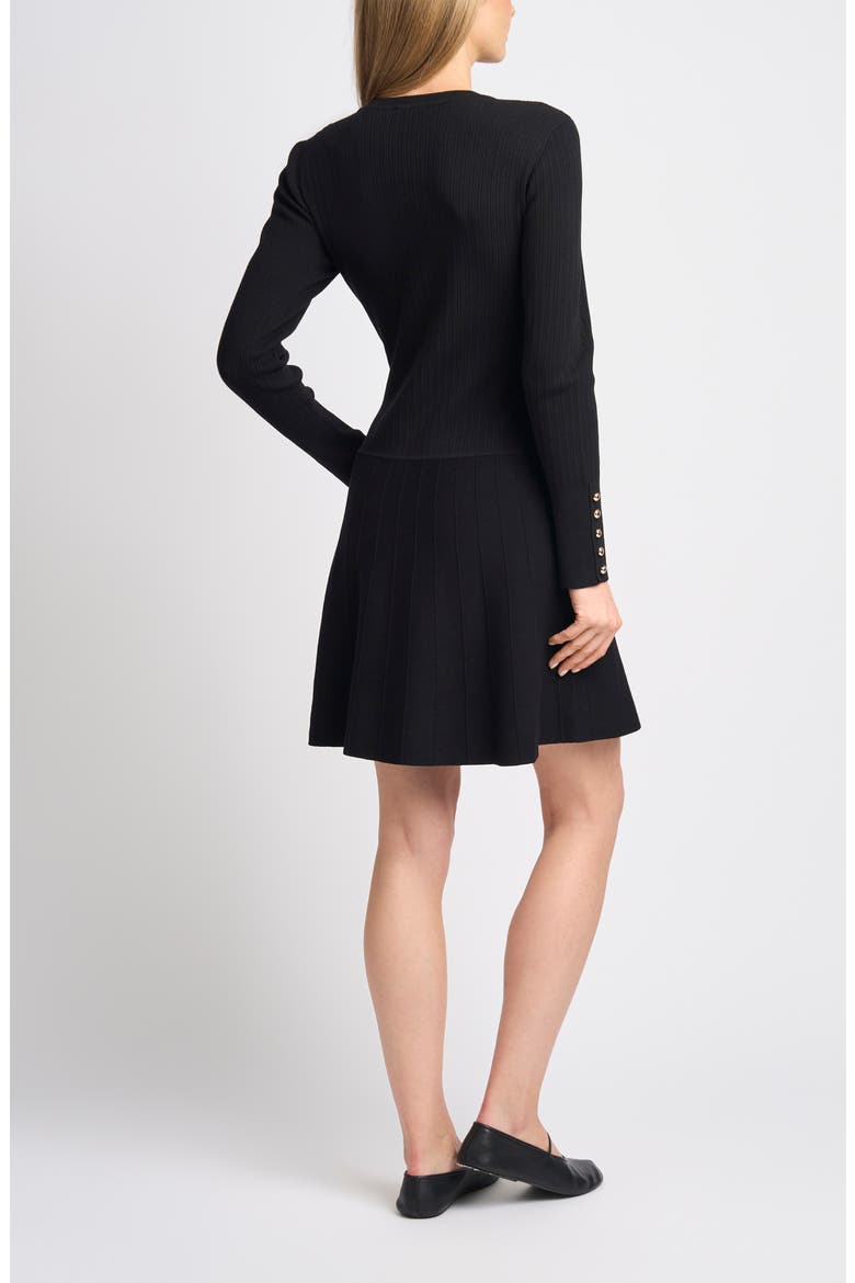 Karla Button Cuff Minidress, Alternate, color, RICH BLACK